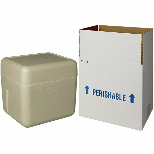 Plastilite Insulated Shipping Box with Biodegradable Cooler 11 1/8'' x 8 1/2'' x 11 1/8'' - 1 1/2'' Thick 451RSL1110CPLT